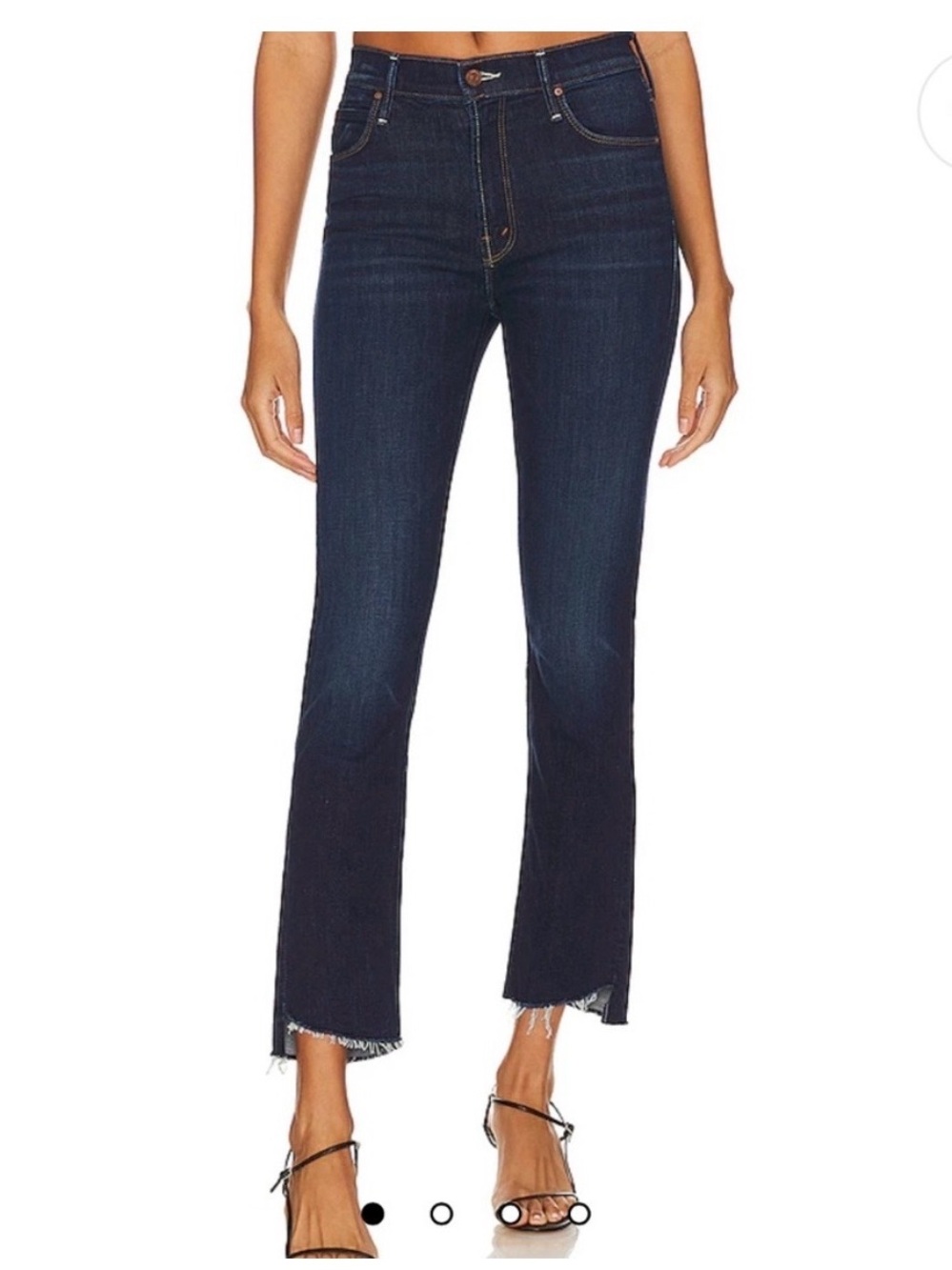 Mother The Mid Rise Dazzler Ankle Step Fray in Off Limits Jeans Size 26